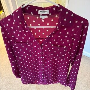 Express Women's Purple Polka Dot Top